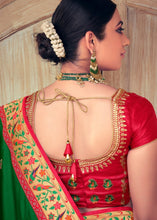 Load image into Gallery viewer, Forest Green Woven Paithani Banarasi Silk Saree with Swarovski work &amp; Embroidered Blouse