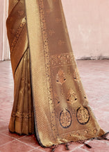 Load image into Gallery viewer, Cedar Brown Handloom Weave Kanjivaram Silk Saree with Swaroski work