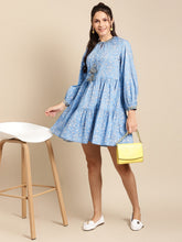 Load image into Gallery viewer, Mini Printed layered dress with balloon sleeve
