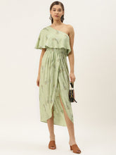 Load image into Gallery viewer, One Shoulder yoke overlap printed dress
