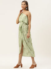 Load image into Gallery viewer, One Shoulder yoke overlap printed dress