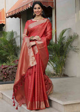 Load image into Gallery viewer, Chilli Red Woven Soft Banarasi Silk Saree