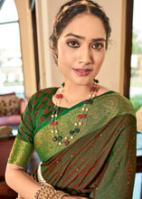 Load image into Gallery viewer, Slimy Green Woven Two Tone Soft Silk Saree