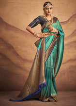 Cargar imagen en el visor de la galería, Shades Of Green Zari Woven Silk Saree