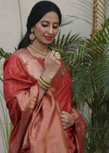 Load image into Gallery viewer, Chilli Red Woven Soft Banarasi Silk Saree