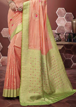 Load image into Gallery viewer, Peach Pink Zari Woven Silk Saree with Contrast Pallu &amp; Border