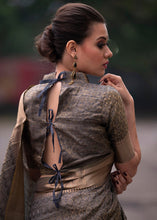Load image into Gallery viewer, Charcoal Black Self Weaving Banarasi Silk Saree with Zari Border &amp; Pallu