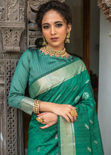 Load image into Gallery viewer, Teal Green Zari Woven Tussar Silk Saree