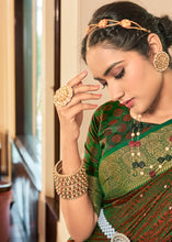 Load image into Gallery viewer, Slimy Green Woven Two Tone Soft Silk Saree