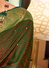 Load image into Gallery viewer, Slimy Green Woven Two Tone Soft Silk Saree