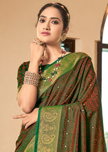 Load image into Gallery viewer, Slimy Green Woven Two Tone Soft Silk Saree