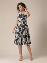 Load image into Gallery viewer, Collar with waist tie midi Dress
