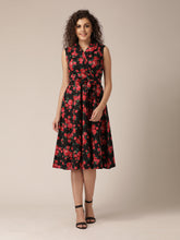 Load image into Gallery viewer, Collar with waist tie midi Dress