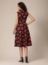 Load image into Gallery viewer, Collar with waist tie midi Dress