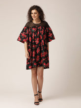Load image into Gallery viewer, Sheer neck and flare sleeve Dress