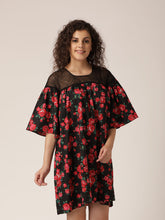 Load image into Gallery viewer, Sheer neck and flare sleeve Dress
