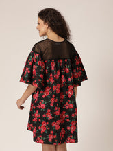 Load image into Gallery viewer, Sheer neck and flare sleeve Dress