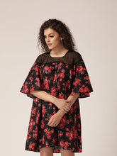 Load image into Gallery viewer, Sheer neck and flare sleeve Dress