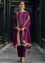 Carica l'immagine nel visualizzatore Galleria,Mardi Gras Purple Designer Woven Viscose Organza Salwar Suit with Embroidery work: Top Pick
