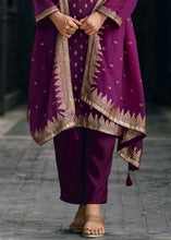 Carica l'immagine nel visualizzatore Galleria,Mardi Gras Purple Designer Woven Viscose Organza Salwar Suit with Embroidery work: Top Pick
