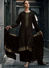 Carica l'immagine nel visualizzatore Galleria,Pebble Black Designer Woven Viscose Organza Salwar Suit with Embroidery work: Top Pick