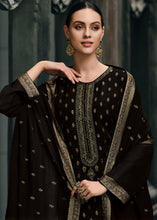 Carica l'immagine nel visualizzatore Galleria,Pebble Black Designer Woven Viscose Organza Salwar Suit with Embroidery work: Top Pick