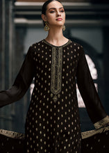 Carica l'immagine nel visualizzatore Galleria,Pebble Black Designer Woven Viscose Organza Salwar Suit with Embroidery work: Top Pick