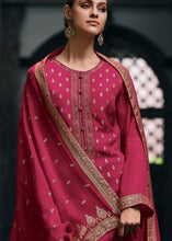 Load image into Gallery viewer, Fiery Rose Pink Designer Woven Viscose Organza Salwar Suit with Embroidery work: Top Pick