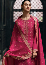 Load image into Gallery viewer, Fiery Rose Pink Designer Woven Viscose Organza Salwar Suit with Embroidery work: Top Pick