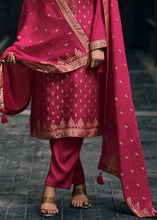 Load image into Gallery viewer, Fiery Rose Pink Designer Woven Viscose Organza Salwar Suit with Embroidery work: Top Pick