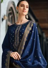 Carica l'immagine nel visualizzatore Galleria,Berry Blue Designer Woven Viscose Organza Salwar Suit with Embroidery work: Top Pick