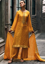 Load image into Gallery viewer, Honey Yellow Designer Woven Viscose Organza Salwar Suit with Embroidery work: Top Pick