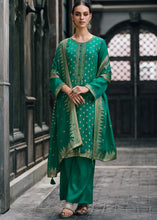 Load image into Gallery viewer, Munsell Green Designer Woven Viscose Organza Salwar Suit with Embroidery work: Top Pick
