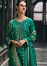 Load image into Gallery viewer, Munsell Green Designer Woven Viscose Organza Salwar Suit with Embroidery work: Top Pick