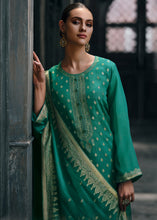 Load image into Gallery viewer, Munsell Green Designer Woven Viscose Organza Salwar Suit with Embroidery work: Top Pick