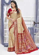 Load image into Gallery viewer, Beige Brown Zari Woven Soft Banarasi Silk Saree with overall Butti