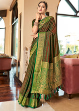 Load image into Gallery viewer, Slimy Green Woven Two Tone Soft Silk Saree
