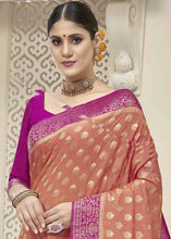 Load image into Gallery viewer, Sea Pink Zari Woven Georgette Saree with Overall Butti work