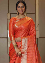 Load image into Gallery viewer, Pumpkin Orange Woven Soft Banarasi Silk Saree