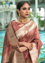 Load image into Gallery viewer, Bronze Brown Zari Woven Tussar Silk Saree having Paithani Design Pallu