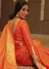 Load image into Gallery viewer, Pumpkin Orange Woven Soft Banarasi Silk Saree