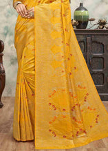 Load image into Gallery viewer, Mustard Yellow Sequence Zari Weaving Soft Silk Saree