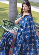 Load image into Gallery viewer, Cobalt Blue Zari Woven Tussar Silk Saree with Designer Pallu