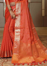 Load image into Gallery viewer, Pumpkin Orange Woven Soft Banarasi Silk Saree