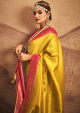 Load image into Gallery viewer, Titanium Yellow Zari Woven Silk Saree