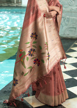 Load image into Gallery viewer, Bronze Brown Zari Woven Tussar Silk Saree having Paithani Design Pallu