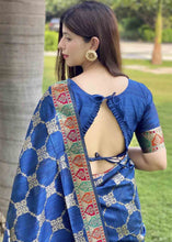 Load image into Gallery viewer, Cobalt Blue Zari Woven Tussar Silk Saree with Designer Pallu