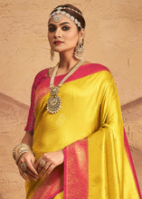 Load image into Gallery viewer, Titanium Yellow Zari Woven Silk Saree