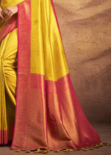 Load image into Gallery viewer, Titanium Yellow Zari Woven Silk Saree