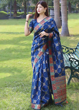 Load image into Gallery viewer, Cobalt Blue Zari Woven Tussar Silk Saree with Designer Pallu